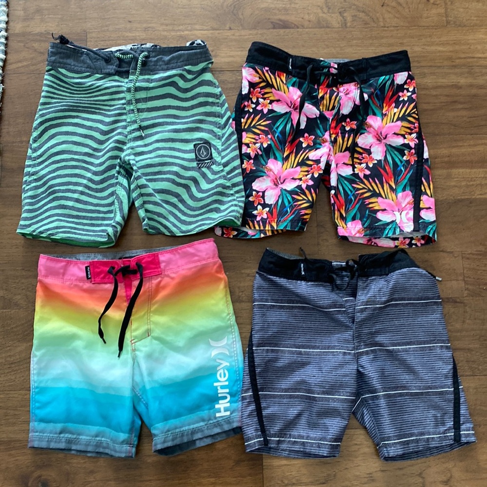 Hurley and Volcom boys swim trunks boardshorts